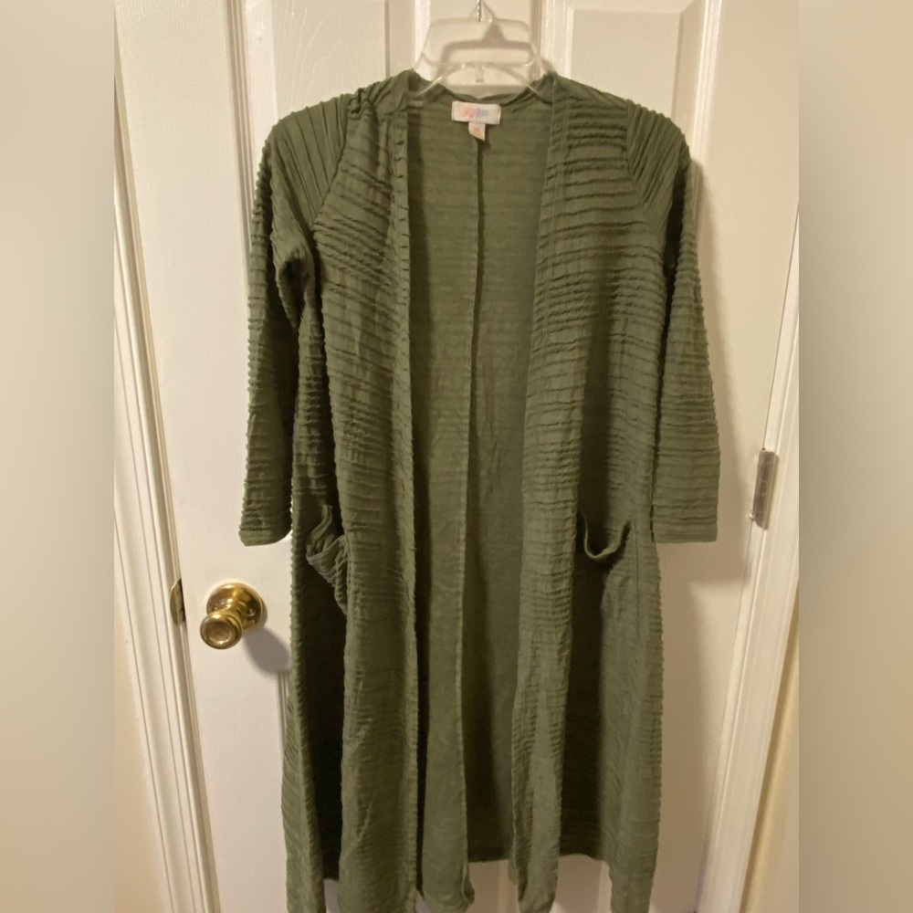 Lularoe Sarah Cardigan Green, Ribbed, XS good condition